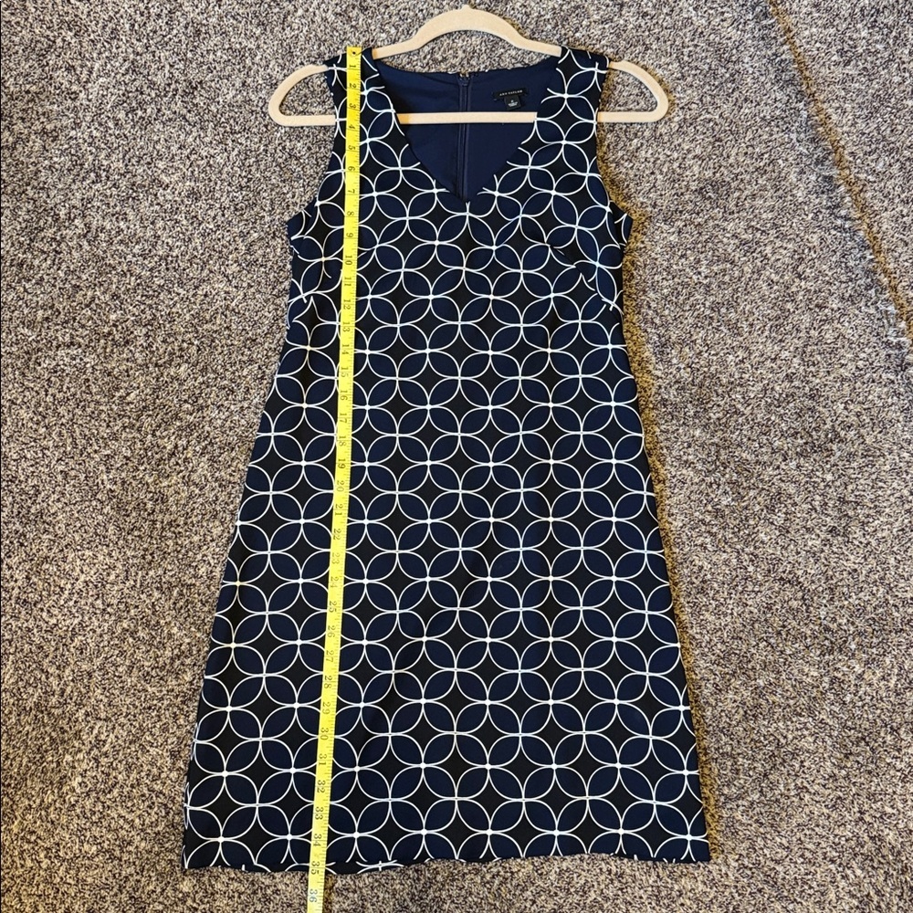 Ann Taylor Dress Black/Blue White pattern size 2 zipper back sleeveless - Picture 10 of 12
